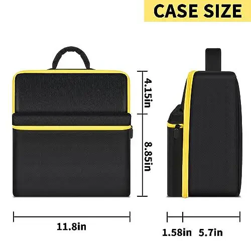 Car Jumper Starter Storage Bag Compatible with DEWALT DXAEJ14 Digital Portable Power Station Air Compressor, Carrying Case Holder Container (Black with Yellow Zipper Case Only) - 5