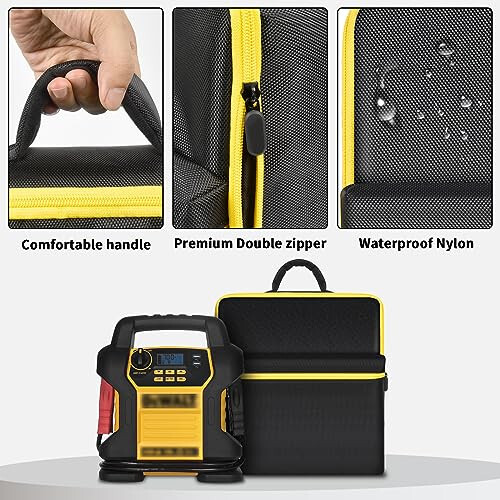 DEWALT DXAEJ14 raqamli ko'chma quvvat stansiyasi havo kompressori bilan mos keladigan avtomobil akkumulyatorini ishga tushirish sumkasi. Quvvat inverteri, zaryadlovchi simi uchun ko'chma batareya zaryadlovchi ushlagichi (faqat korpus). - 3