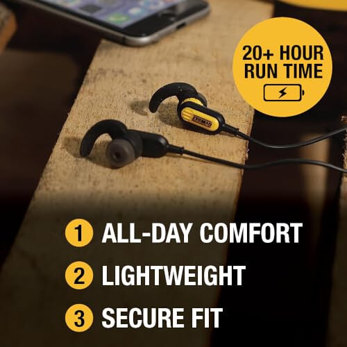 DEWALT Kablosuz Bluetooth Kulaklıklar - Şantiye Arka Boyun Kablosuz Kulaklıklar - Suya Dayanıklı Mikrofonlu Kablosuz Kulaklıklar - 20+ Saat Oynatma Süresi - 4