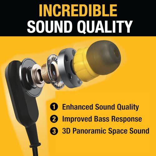 DEWALT Heavy Duty Neckband Bluetooth Earbuds, Wireless Bluetooth 5.2 Headphones w/Microphone, Lightweight Comfort, IP56 Waterproof, Deep Bass Strong Beat, 20H Playtime, Jobsite Behind-Neck Earphones - 2