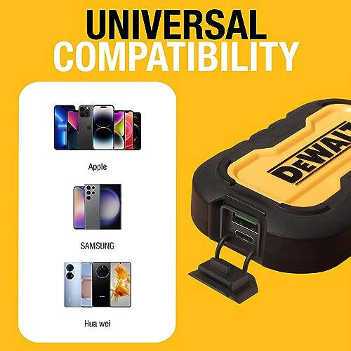 DEWALT Ko'chma Qo'shimcha Zaryadlovchi, Power Bank, 10 000 mAh Batareya To'plami, iPhone 15/15 Plus/15 Pro/15 Pro Max, iPhone 14/13, Samsung Galaxy Uchun USB-C Porti bilan - 8