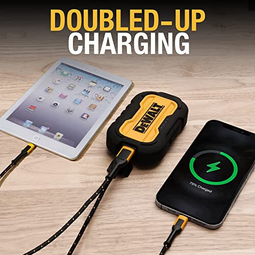 DEWALT Ko'chma Qo'shimcha Zaryadlovchi, Power Bank, 10 000 mAh Batareya To'plami, iPhone 15/15 Plus/15 Pro/15 Pro Max, iPhone 14/13, Samsung Galaxy Uchun USB-C Porti bilan - 10