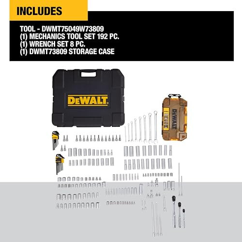 DEWALT Mechanics Tool Set, SAE and Metric, 1/2, 1/4, 3/8 Drive Sizes, 192-Piece (DWMT75049) - 2