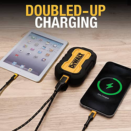 DEWALT Portable Charger, Power Bank, 10,000 mAh Battery Pack with USB-C Port for iPhone 15/15 Plus/15 Pro/15 Pro Max, iPhone 14/13, Samsung Galaxy - 10