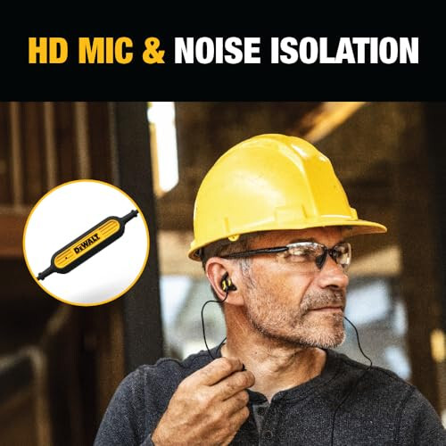DEWALT Simsiz Bluetooth Quloqchinlar - Ish joyi Orqa Bo'yin Simsiz Quloqchinlar - Suga Chidamli Mikrofonli Simsiz Quloqchinlar - 20+ soat O'ynash Vaqti - 1