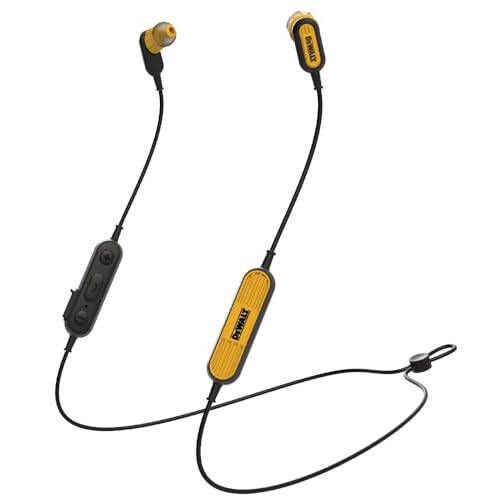 DEWALT Simsiz Bluetooth Quloqchinlar - Ish joyi Orqa Bo'yin Simsiz Quloqchinlar - Suga Chidamli Mikrofonli Simsiz Quloqchinlar - 20+ soat O'ynash Vaqti - 2