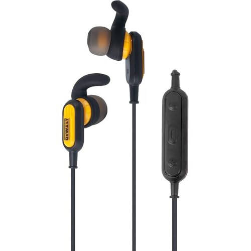 DEWALT Simsiz Bluetooth Quloqchinlar - Ish joyi Orqa Bo'yin Simsiz Quloqchinlar - Suga Chidamli Mikrofonli Simsiz Quloqchinlar - 20+ soat O'ynash Vaqti - 6