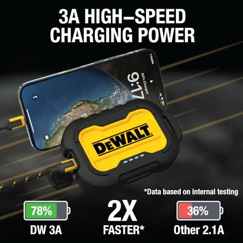 DEWALT Taşınabilir Şarj Cihazı, Güç Bankası, 10.000 mAh Pil Paketi, iPhone 15/15 Plus/15 Pro/15 Pro Max, iPhone 14/13, Samsung Galaxy İçin USB-C Bağlantı Noktası ile - 2