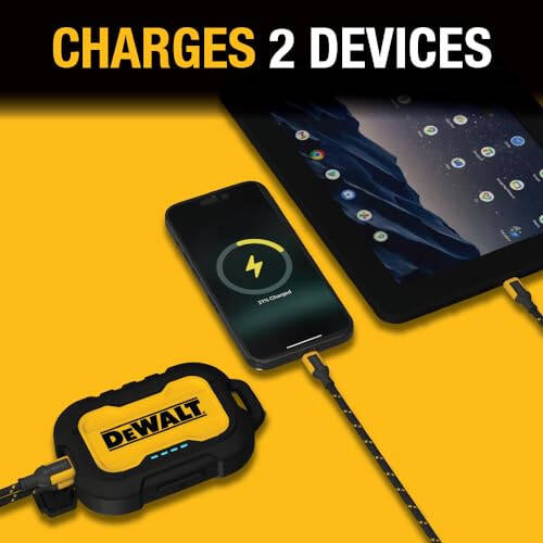 DEWALT Taşınabilir Şarj Cihazı, Güç Bankası, 10.000 mAh Pil Paketi, iPhone 15/15 Plus/15 Pro/15 Pro Max, iPhone 14/13, Samsung Galaxy İçin USB-C Bağlantı Noktası ile - 3