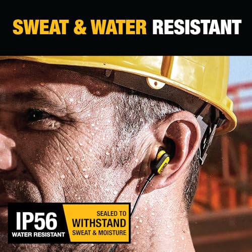 DEWALT Wireless Bluetooth Earphones - Jobsite Behind-Neck Wireless Headphones - Water-Resistant Wireless Earphones with Microphone - 20+ H Playtime - 6