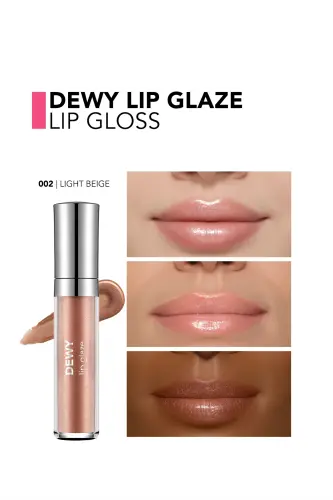 Dewy Lip Glaze Nemlendirici Etkili Yarı Transparan Dudak Parlatıcısı - 002 LIGHT BEIGE - BEJ - 2