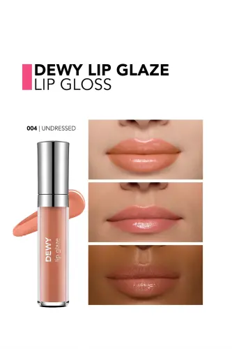 Dewy Lip Glaze Nemlendirici Etkili Yarı Transparan Dudak Parlatıcısı - 004 UNDRESSED - ŞEFTALİ - FLORMAR (1)