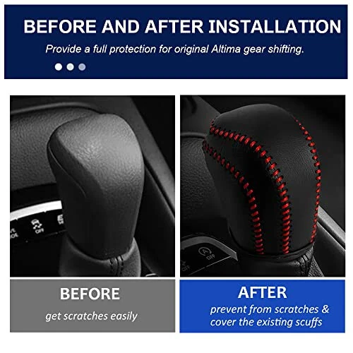 DEYTOP Gear Shift Knob Cover for Toyota Camry 2023 2018-2022 Corolla Hatchback Avalon 2019- 2022 Auto Leather Shifter Knob Trim (Black with Red Stitches) - DEYTOP (1)