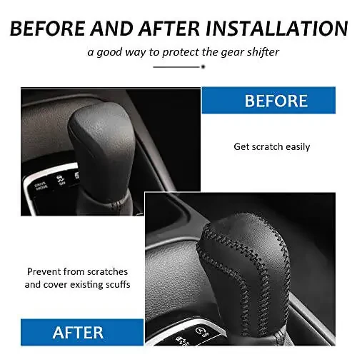 DEYTOP Gear Shift Knob Cover for Toyota Camry 2023 2022-2018 Corolla Hatchback Avalon 2019-2022 Auto Leather Shifter Knob Trim (Black with Black Stitches) - 3