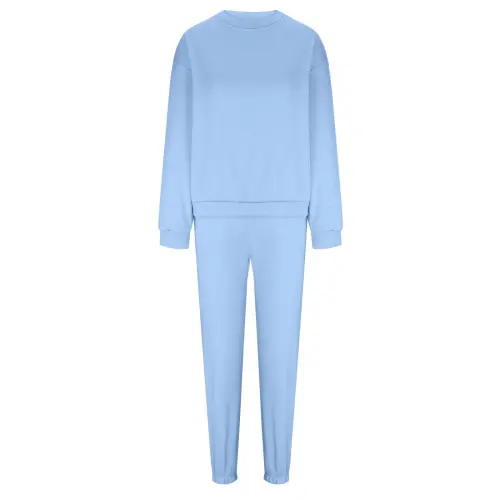 Dezsed Womens Sweatsuits Tracksuit Two Piece Outfits Casual Solid Color Jogging Sweat Suits Matching Jogger Pants Set Light Blue M- - 6