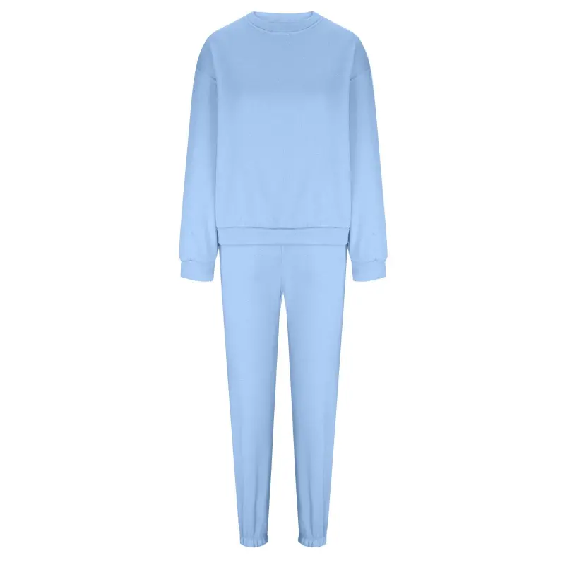 Dezsed Womens Sweatsuits Tracksuit Two Piece Outfits Casual Solid Color Jogging Sweat Suits Matching Jogger Pants Set Light Blue M- - 6