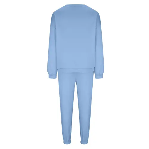Dezsed Womens Sweatsuits Tracksuit Two Piece Outfits Casual Solid Color Jogging Sweat Suits Matching Jogger Pants Set Light Blue M- - 7