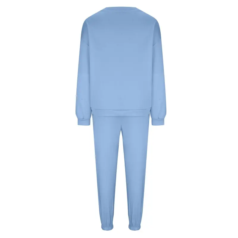 Dezsed Womens Sweatsuits Tracksuit Two Piece Outfits Casual Solid Color Jogging Sweat Suits Matching Jogger Pants Set Light Blue M- - 7