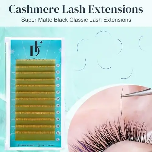 DF Eyelash Extension Classic Volume Lash Extensions 0.05 D Curl 8-15mm Mixed Tray Individual Lash Extensions Single Eyelashes Soft Matte Black Volume Lashes Extension Professional Salon Use - 2