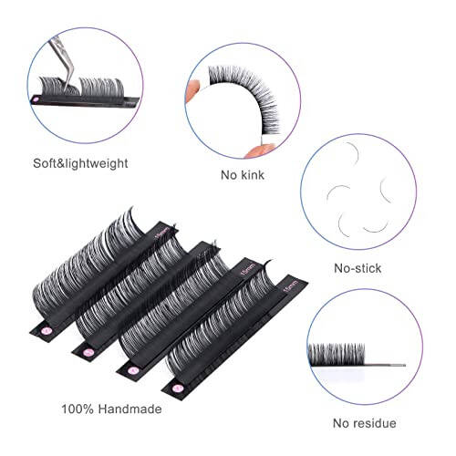 DF Eyelash Extension Classic Volume Lash Extensions 0.05 D Curl 8-15mm Mixed Tray Individual Lash Extensions Single Eyelashes Soft Matte Black Volume Lashes Extension Professional Salon Use - 3