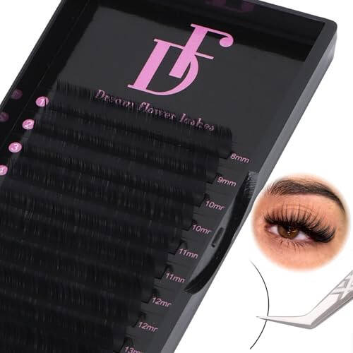 DF Eyelash Extension Classic Volume Lash Extensions 0.05 D Curl 8-15mm Mixed Tray Individual Lash Extensions Single Eyelashes Soft Matte Black Volume Lashes Extension Professional Salon Use - 6