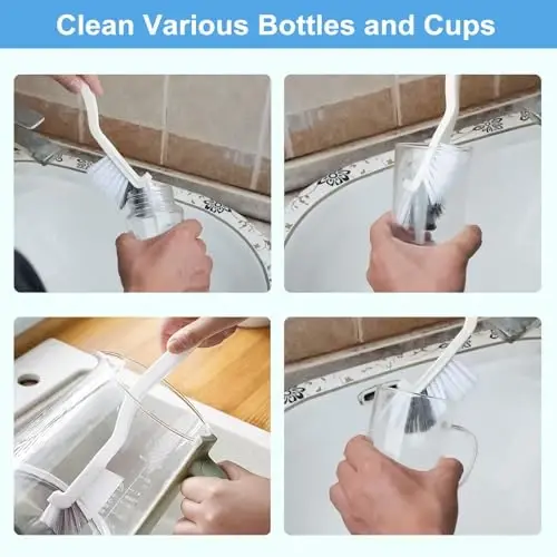 Dfacio 11Pcs Crevice Cleaning Brush Set, Hard Bristle Cleaning Supplies for Kitchen, Bathroom, Corner, Grout, Sink, Cup, Teapot, Bottle, Blender - 6