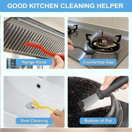 Dfacio 11Pcs Crevice Cleaning Brush Set, Hard Bristle Cleaning Supplies for Kitchen, Bathroom, Corner, Grout, Sink, Cup, Teapot, Bottle, Blender - 5