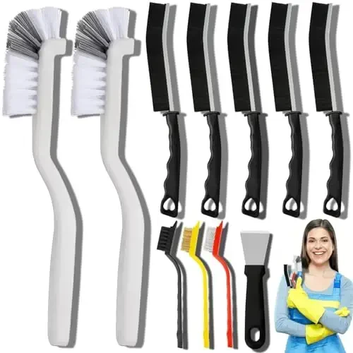 Dfacio 11Pcs Crevice Cleaning Brush Set, Hard Bristle Cleaning Supplies for Kitchen, Bathroom, Corner, Grout, Sink, Cup, Teapot, Bottle, Blender - Dfacio