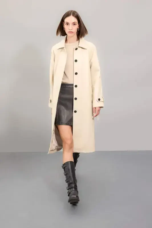 DFC - Regular Fit Faux Leather Trench Coat - 2