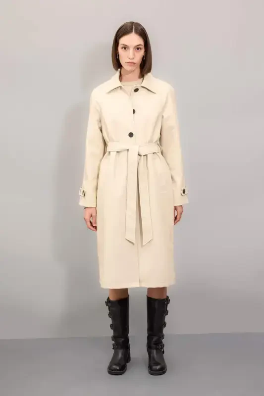 DFC - Regular Fit Faux Leather Trench Coat - 3