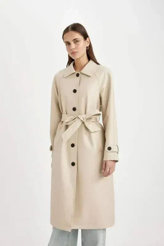 DFC - Regular Fit Faux Leather Trench Coat - 6