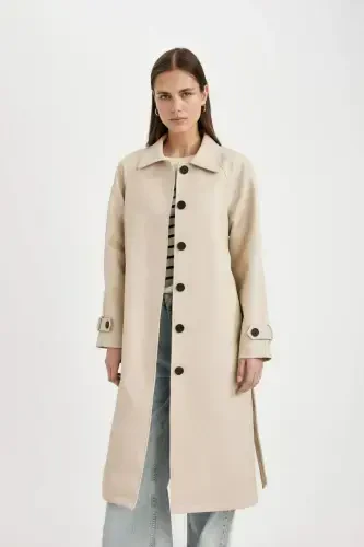 DFC - Regular Fit Faux Leather Trench Coat - 8