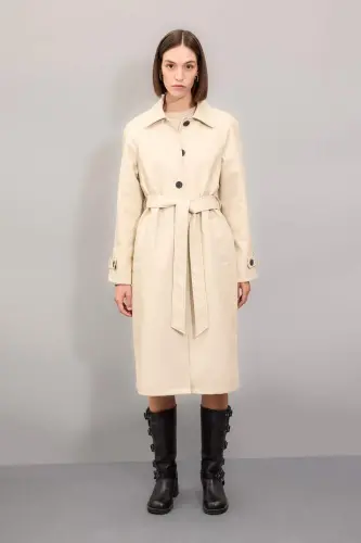 DFC - Regular Fit Suni Deri Trençkot - 3