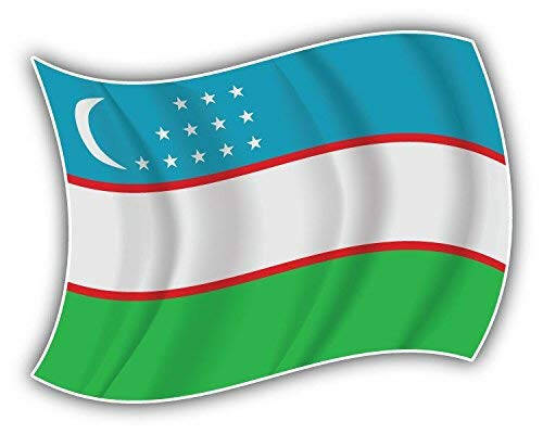 DG Graphics Uzbekistan World Flag Waving Art Decor 5'' x 4'' Vinyl Decal Sticker Wall Window Any Smooth Surface - 1