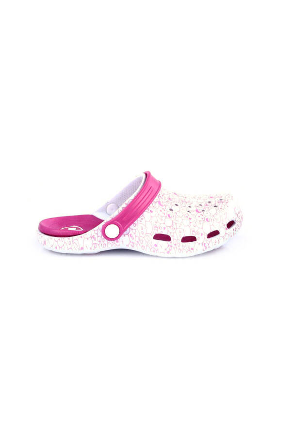 DGN E502.Z.005-22Y WOMEN'S EMOJI PRINTED ORTHOPEDIC SABO HOSPITAL SLIPPERS FUCHSIA WHITE - 4