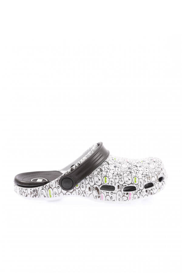 Dgn E502.Z.005-22Y Women's Emoji Printed Orthopedic Sabo Hospital Slippers WHITE BLACK - 1