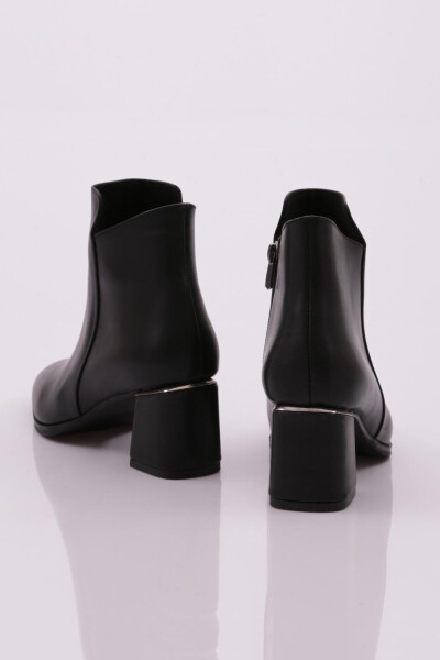 DGN K3018 Women's Round Toe Side Metal Zippered Heeled Ankle Boots Black - 3