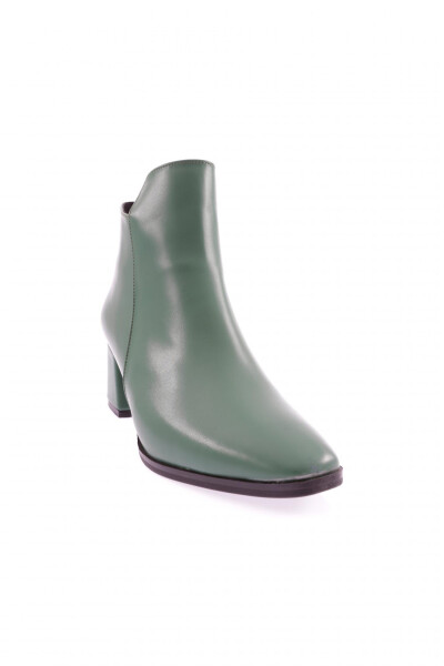 Dgn Pm221-K3018-22K Women's Round Toe Ankle Boots with Metal Zipper and Heel GREEN LEATHER - 6