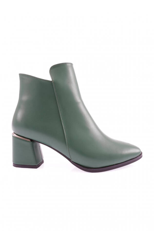 Dgn Pm221-K3018-22K Women's Round Toe Ankle Boots with Metal Zipper and Heel GREEN LEATHER - 7