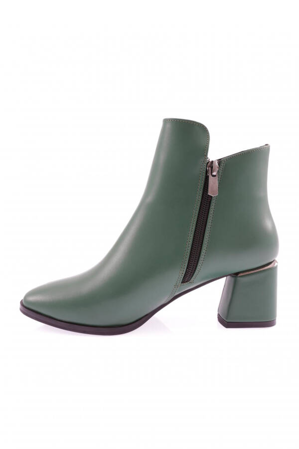 Dgn Pm221-K3018-22K Women's Round Toe Ankle Boots with Metal Zipper and Heel GREEN LEATHER - 8