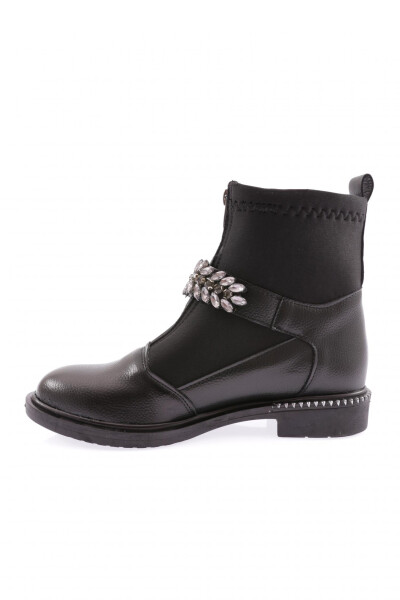 Dgn Pm422-K2103-22K Women's Round Toe Front Zipper Stone Buckle Boots BLACK ROLAX - 3