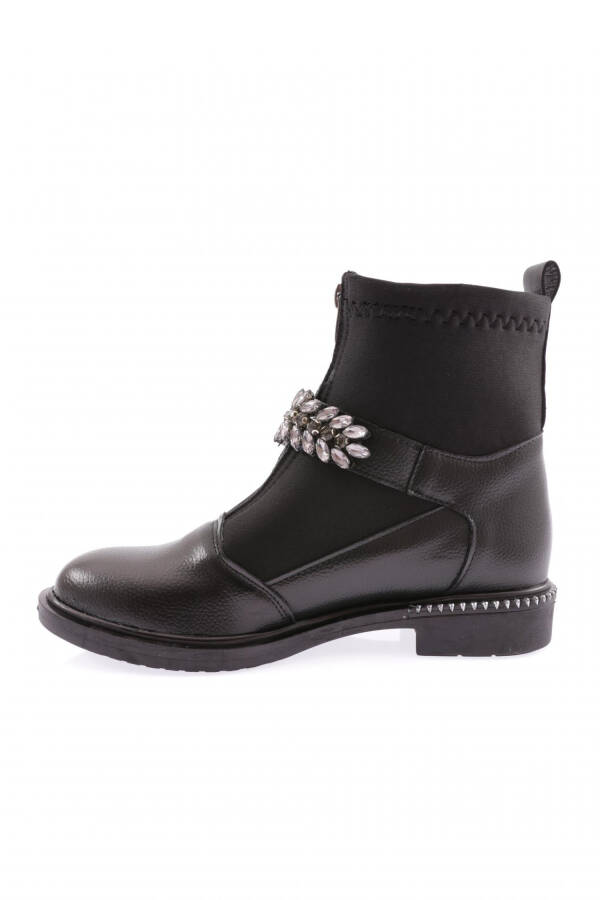 Dgn Pm422-K2103-22K Women's Round Toe Front Zipper Stone Buckle Boots BLACK ROLAX - 3