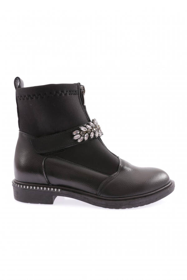 Dgn Pm422-K2103-22K Women's Round Toe Front Zipper Stone Buckle Boots BLACK ROLAX - 6