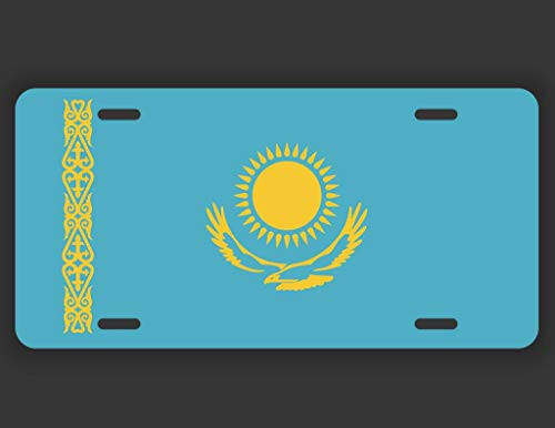 DHDM Designs Kazakhstan Flag License Plate Tag Vanity Novelty Metal | UV Printed Metal | 6-Inches by 12-Inches | Car Truck RV Trailer Wall Shop Man Cave | VLP248 - 1