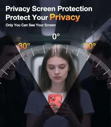 Diaclara Чехол для iPhone 14, 6,1 дюйма, усовершенствованный прочный прозрачный бампер во весь корпус со встроенной защитной пленкой для конфиденциальности для iPhone 14, красный - 2