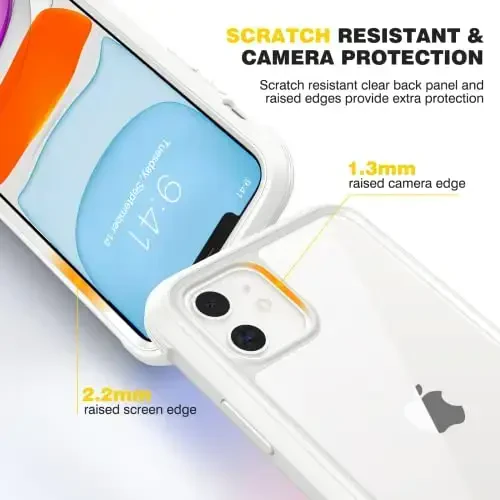 Diaclara Compatible with iPhone 11 Case, Full Body Rugged with Built-in Touch Sensitive Anti-Scratch Screen Protector, Soft TPU Bumper Case Clear Compatible with iPhone 11 6.1