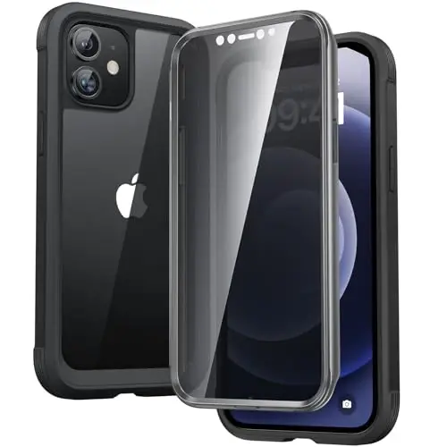 Diaclara Designed for iPhone 12 Mini Case, Full Body Rugged with Built-in Touch Sensitive Anti-Scratch Privacy Screen Protector, Soft TPU Bumper Case for iPhone 12 Mini 5.4