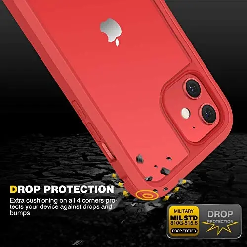 Diaclara Designed for iPhone 12 Mini Case, Full Body Rugged with Built-in Touch Sensitive Anti-Scratch Screen Protector, Soft TPU Bumper Case Designed for iPhone 12 Mini 5.4