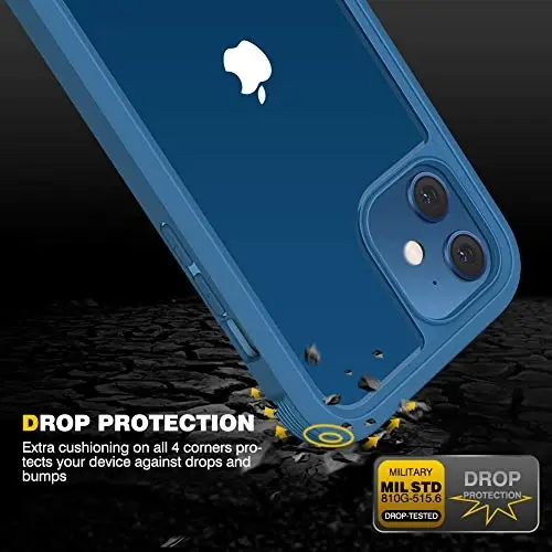 Diaclara Designed for iPhone 12 Mini Case, Full Body Rugged with Built-in Touch Sensitive Anti-Scratch Screen Protector, Soft TPU Bumper Case for iPhone 12 Mini 5.4