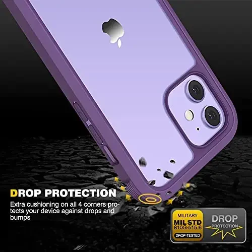 Diaclara Designed for iPhone 12 Mini Case, Full Body Rugged with Built-in Touch Sensitive Anti-Scratch Screen Protector, Soft TPU Bumper Case for iPhone 12 Mini 5.4